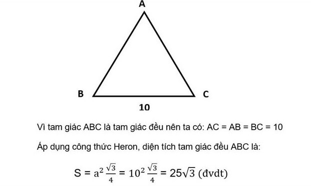 Công thức tính diện tích tam giác đều và bài tập vận dụng