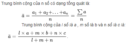 Công thức tính trung bình cộng